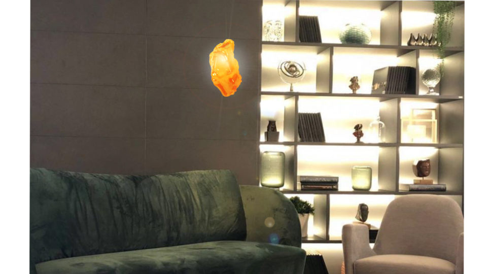 O lustre Bubblegum, de Marcelo Stefanovicz, traz as linhas quase disformes dos chicletes para a decoração