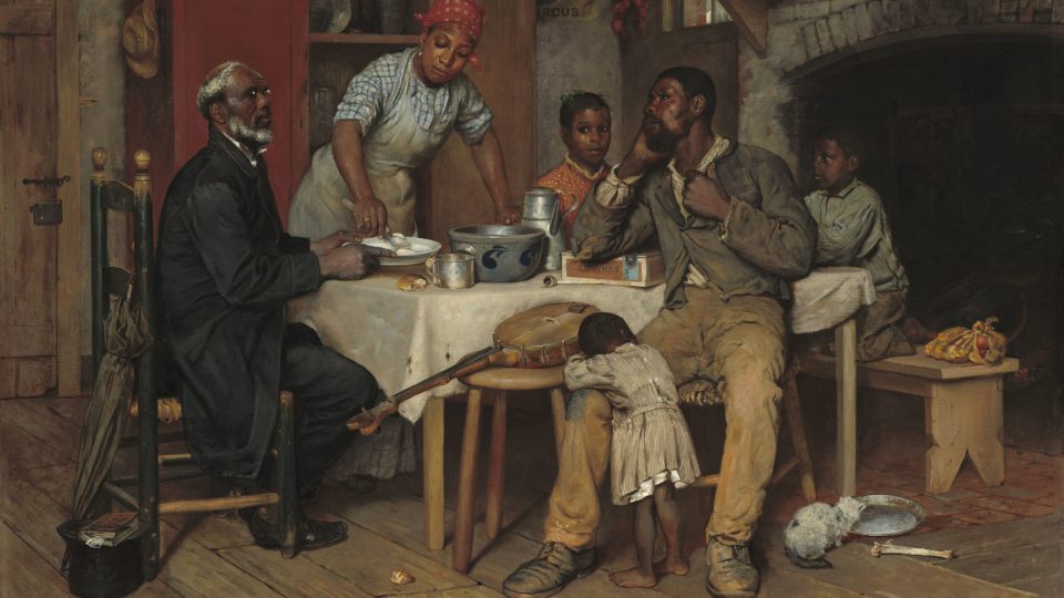 Detalhe de "A Pastoral Visit", de Richard Norris Brooke.
