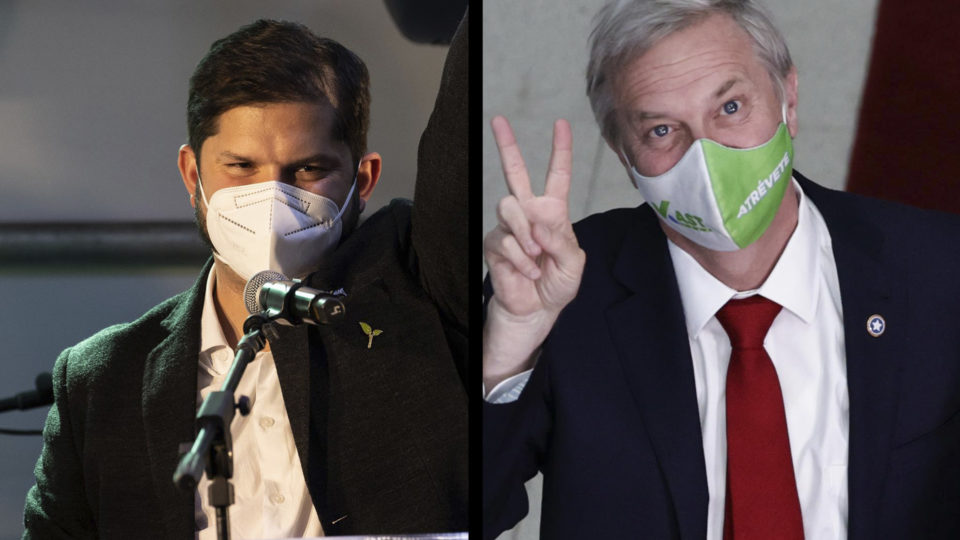 Chile com um congresso dividido e metade dos eleitores ausentes Os candidatos que disputam o segundo turno da eleição presidencial no Chile, Gabriel Boric e José Antonio Kast