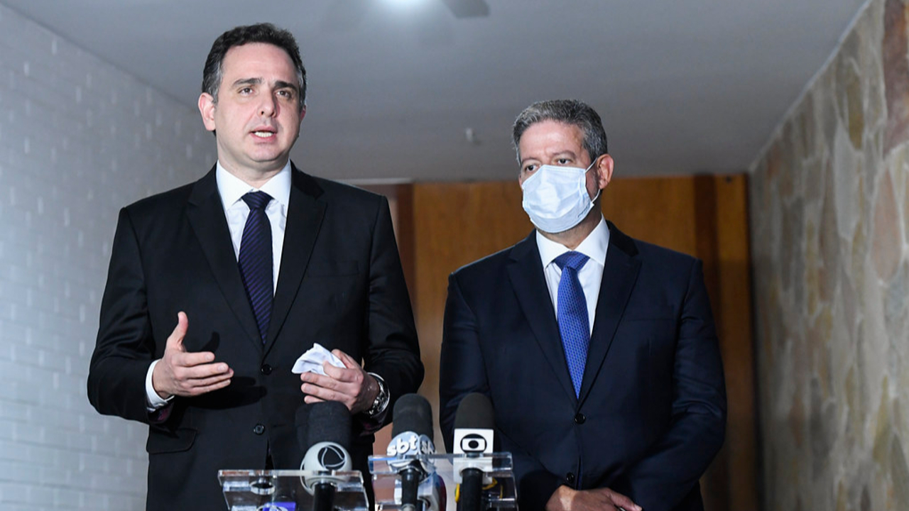 Os presidentes da Câmara dos Deputados, Arthur Lira (PP-AL), e do Senado, Rodrigo Pacheco (PSD-MG).