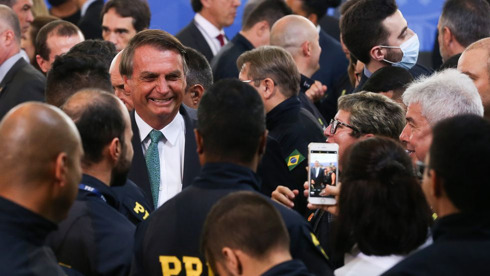 O presidente da Jair Bolsonaro na cerimônia de lançamento Operação Rodovida 2021/2022 no Palácio do Planalto.