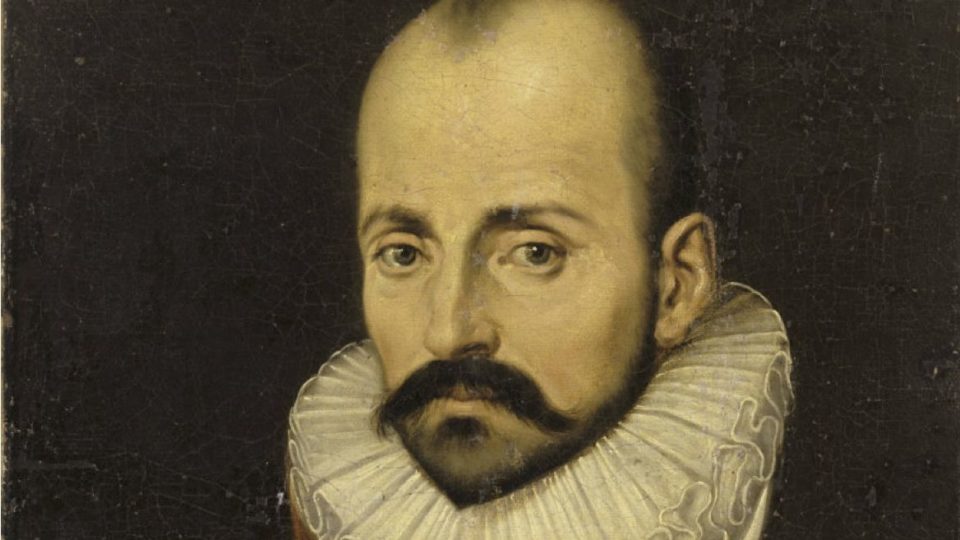 Detalhe de retrato anônimo de Michel de Montaigne.