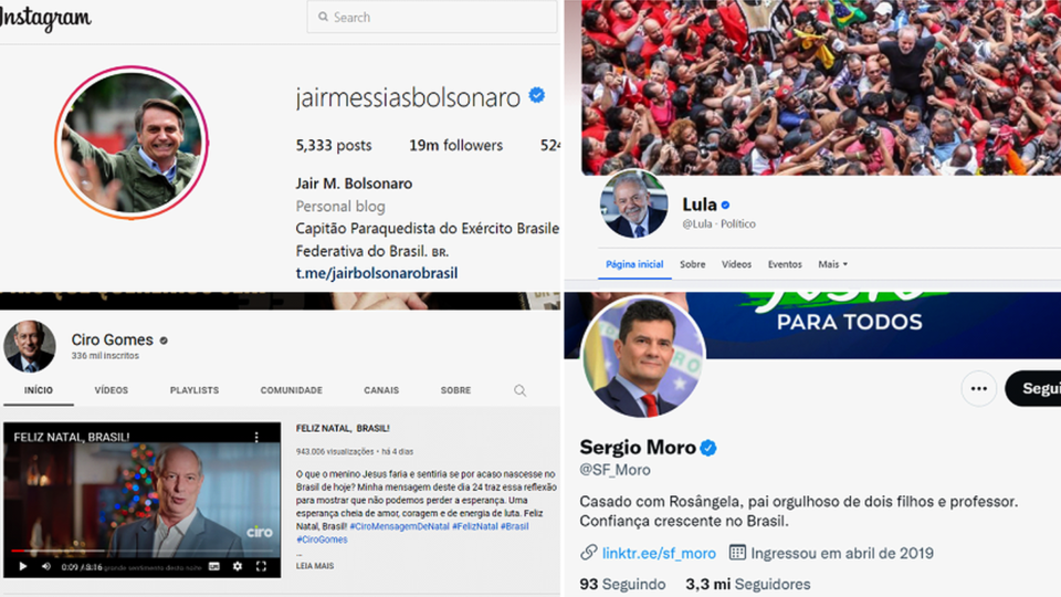 Lula, Moro e Ciro correm para tirar vantagem de Bolsonaro nas redes sociais Lula, Moro e Ciro correm para tirar vantagem de Bolsonaro nas redes sociais