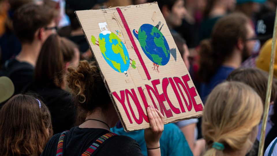 Manifestação sobre mudanças climáticas.