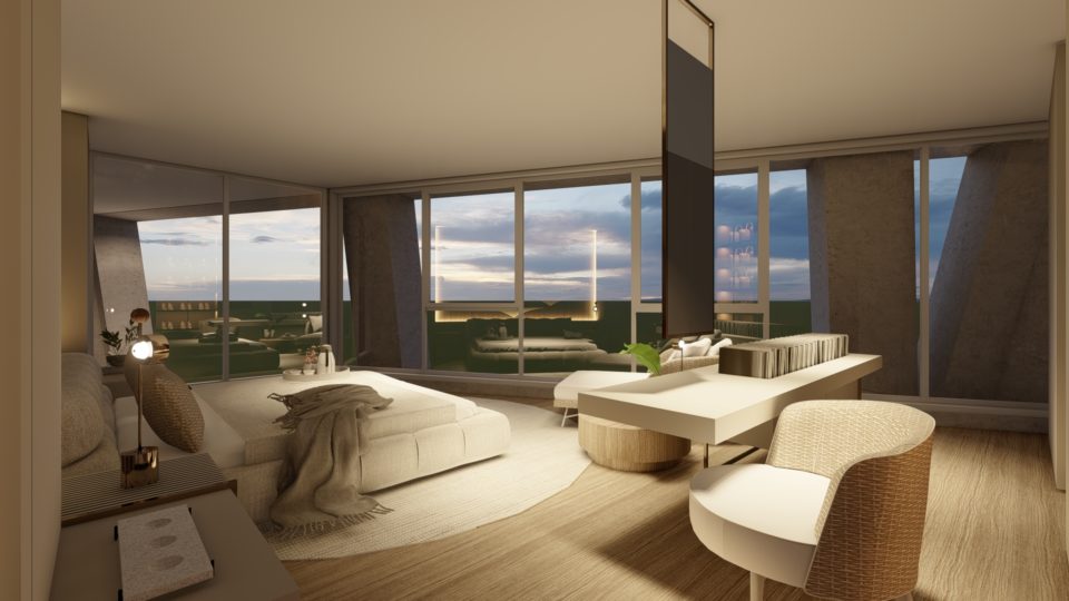 Apartamento duplex traz decoração que prioriza o bem-estar e vista 360 graus da cidade Perspectiva da suíte principal do apartamento duplex decorado do Age 360, em Curitiba, com projeto de interiores da Arquitetare, de Claudia Machado e Elaine Zanon.