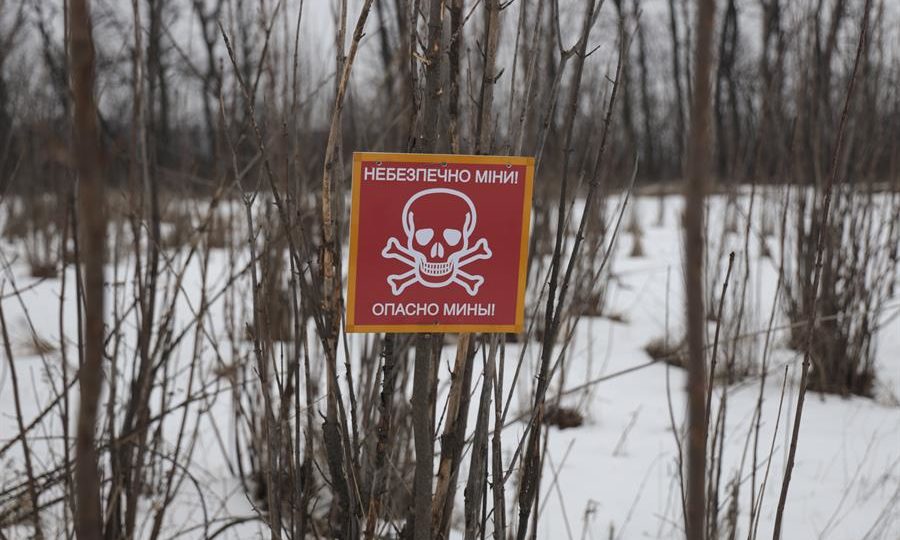 Rússia e Ucrânia orientam companhias aéreas a não sobrevoarem Mar Negro Placa indica a presença de minas enterradas na região de Donetski, na Ucrânia.