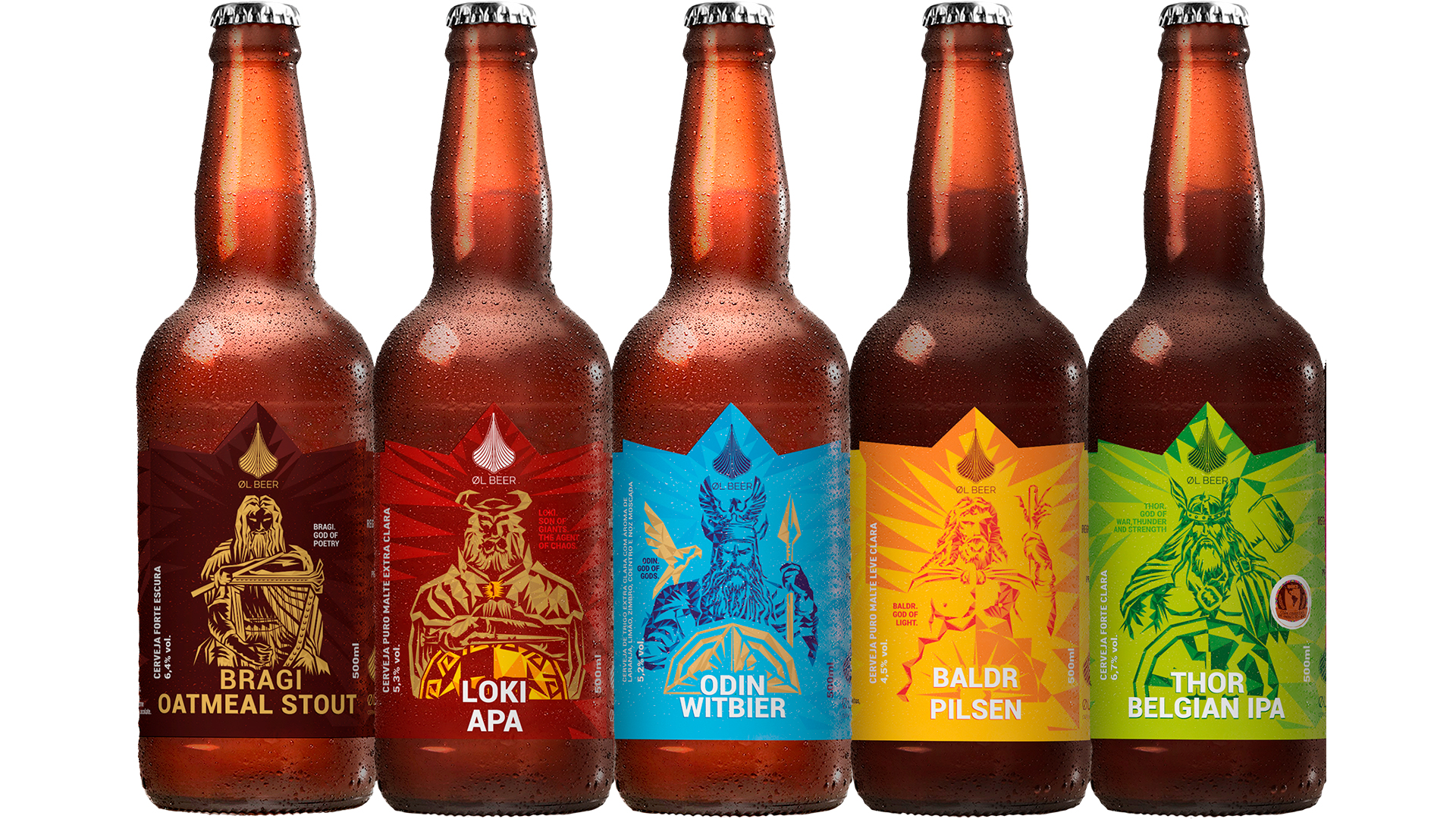 A imagem de cada um dos deuses nórdicos está estampada nos rótulos das cervejas da marca.