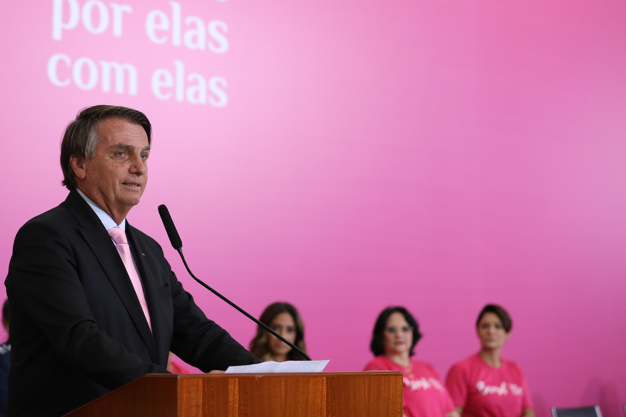 Presidente Jair Bolsonaro durante evento do Dia Internacional da Mulher, no Palácio do Planalto