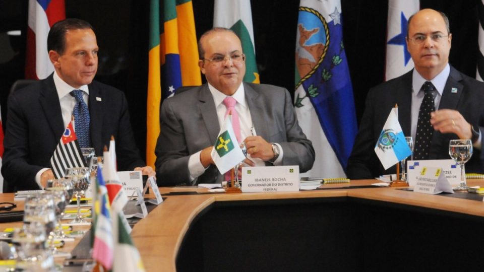 João Doria (SP), Ibaneis Rocha (DF) e Wilson Witzel (RJ)