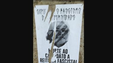 Candidato conservador a cargo de reitor sofre ameaça de morte no Paraná Imagem do cartaz fixado na UEL com ameaça ao professor Gabriel Giannattasio.