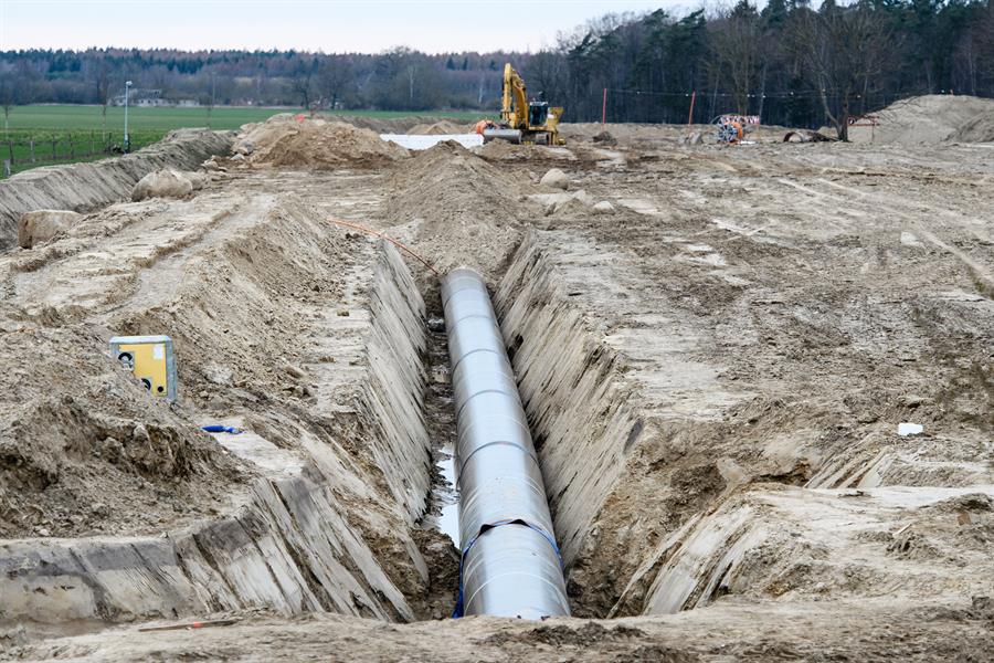 Canteiro de obras do gasoduto Nord Stream 2 em Lubmin (Alemanha), no dia 26 de março de 2019. O gasoduto Nord Stream 2, com 1.230 quilômetros de extensão, iria da costa russa do Báltico até a Alemanha: a construção foi suspensa após a invasão russa à Ucrânia