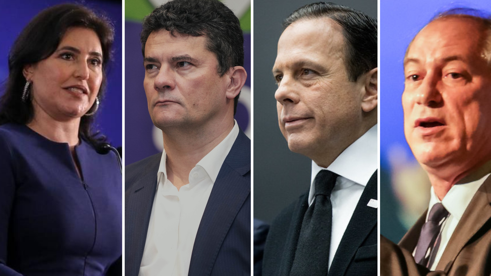 Pré-candidatos a presidente, Simone Tebet (MDB), Sergio Moro (Podemos), João Doria (PSDB) e Ciro Gomes (PDT) ainda não escolheram um companheiro de chapa