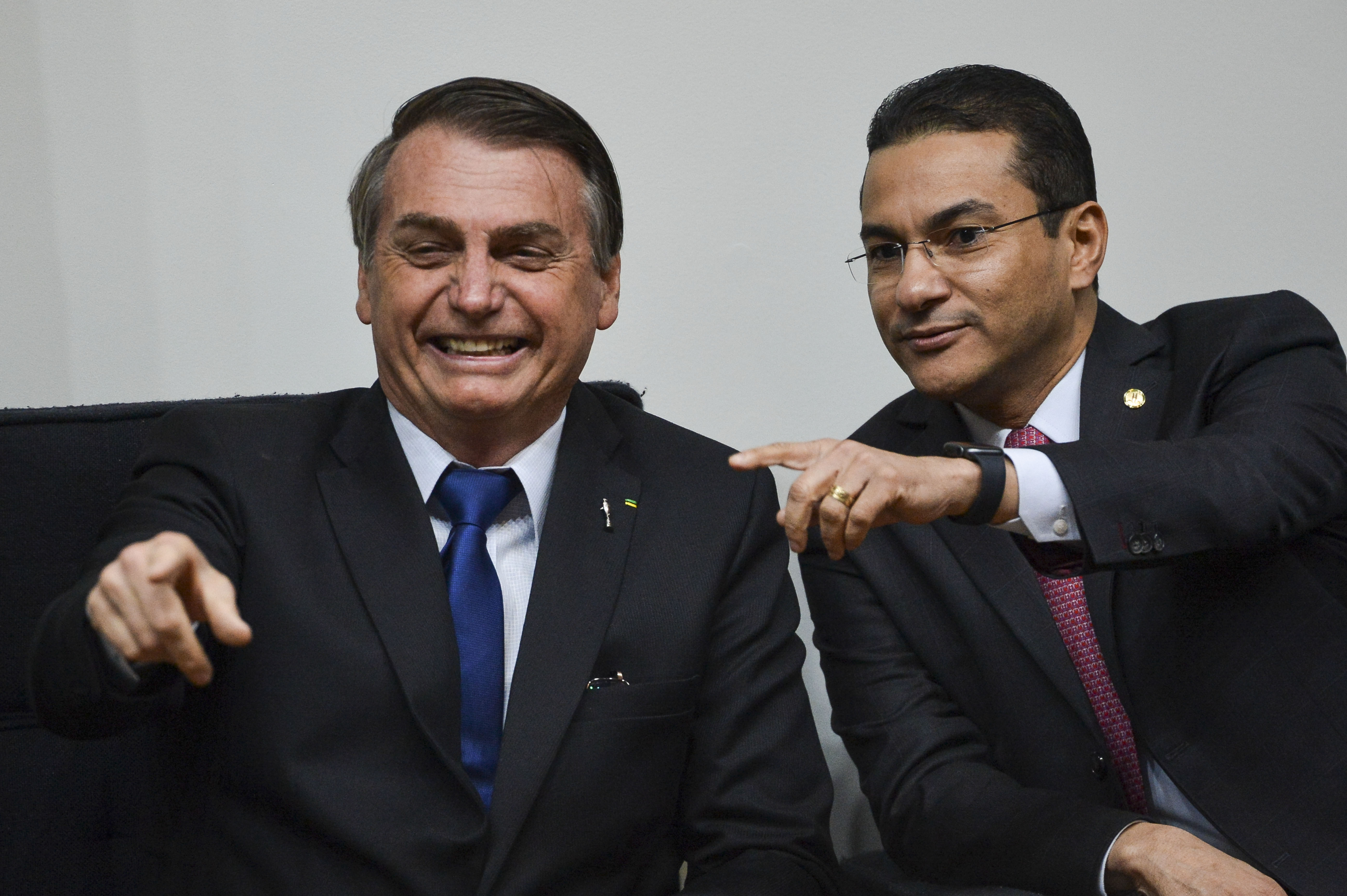 Presidente Jair Bolsonaro e o deputado Marcos Pereira, presidente do Republicanos, durante culto religioso na Câmara: aliança selada para as eleições de outubro.