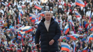 Democracia, autocracia e quejandos O presidente russo, Vladimir Putin, em celebração pelo oitavo aniversário da anexação da Crimeia, em março.
