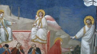 Realidade pascal Detalhe de afresco de Giotto mostrando a ressurreição de Cristo.