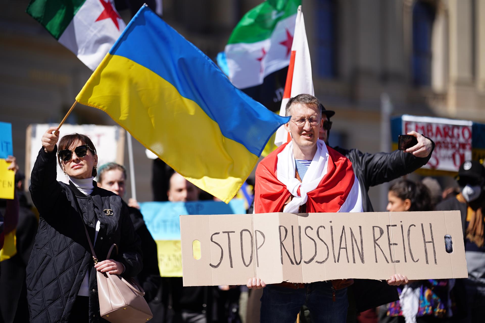 Manifestação na Alemanha pedindo o fim da guerra na Ucrânia