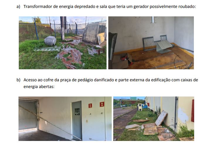 TCU questiona polícias por falta de vigilância nas praças de pedágio desativadas Situação de edificações do pedágio constada por inspeção do TCU.