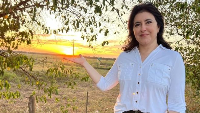 A senadora Simone Tebet, pré-candidata ao Palácio do Planalto pelo MDB