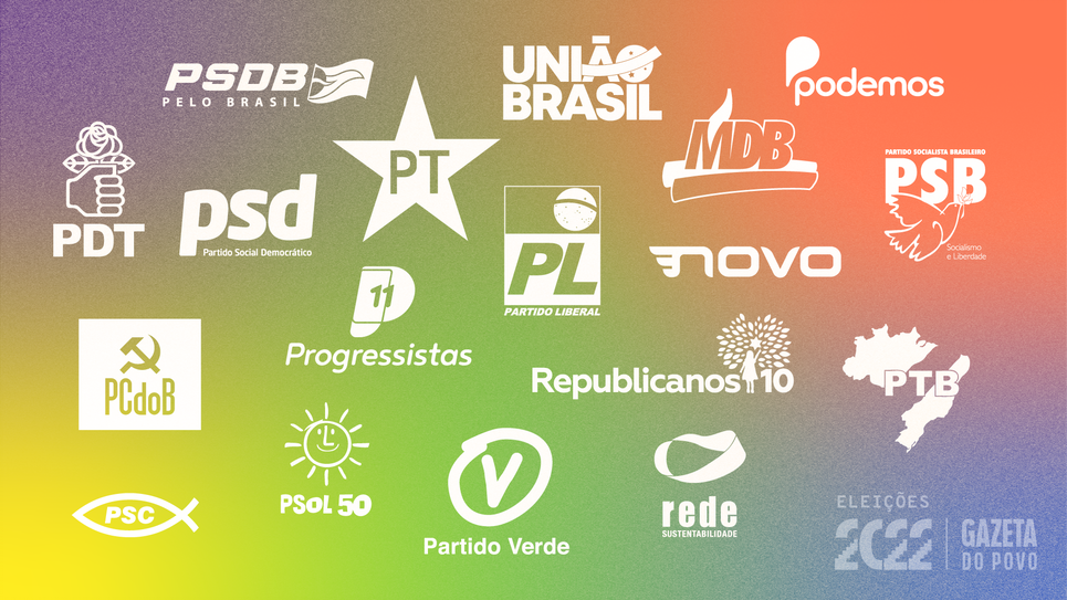 Logotipos dos principais partidos políticos do Brasil.
