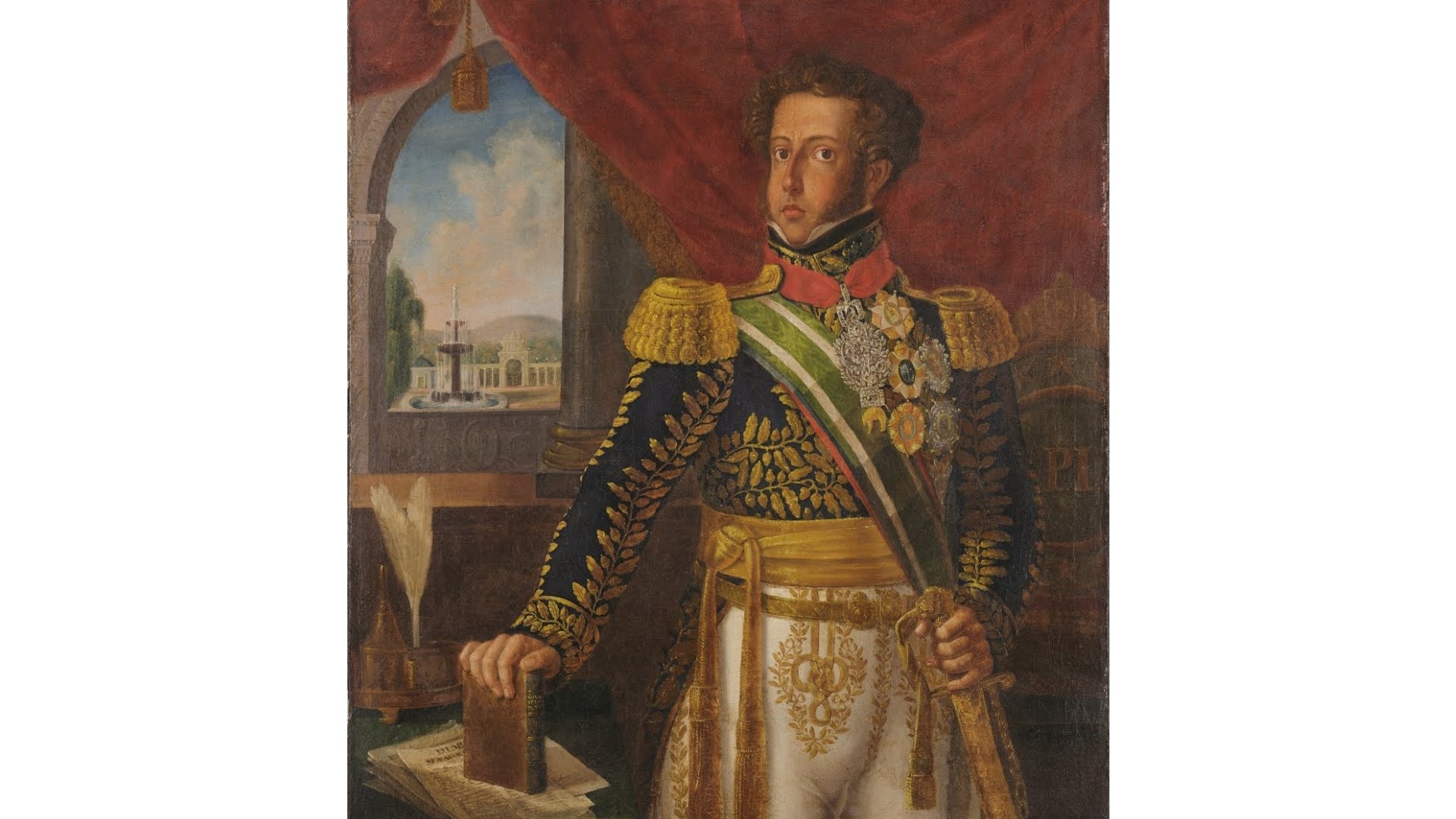 D. Pedro I com a Constituição Brasileira de 1824. Quadro de Manuel de Araújo Porto-Alegre, pintado em 1826