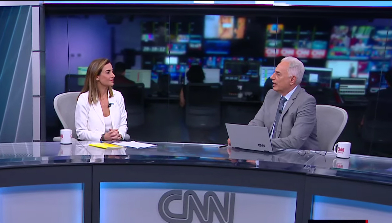 A presidenciável Soraya Thronicke (União Brasil) durante sabatina na CNN