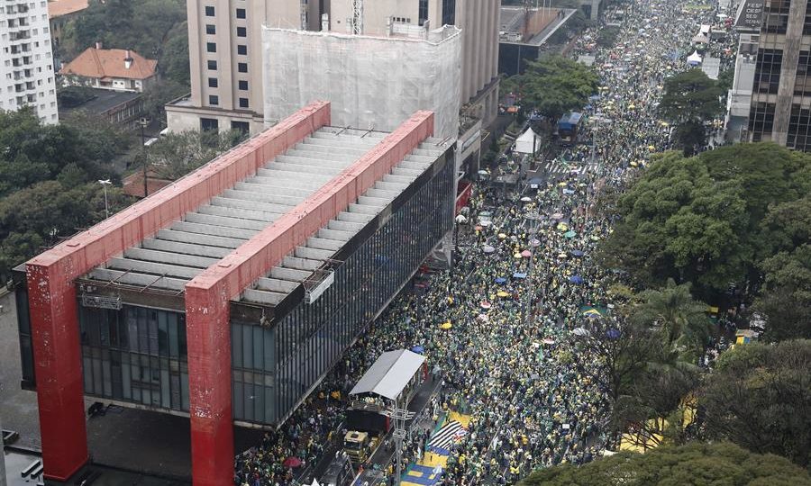 Mobilização em apoio a Bolsonaro, durante as comemorações do Bicentenário da Independência do Brasil, em São Paulo