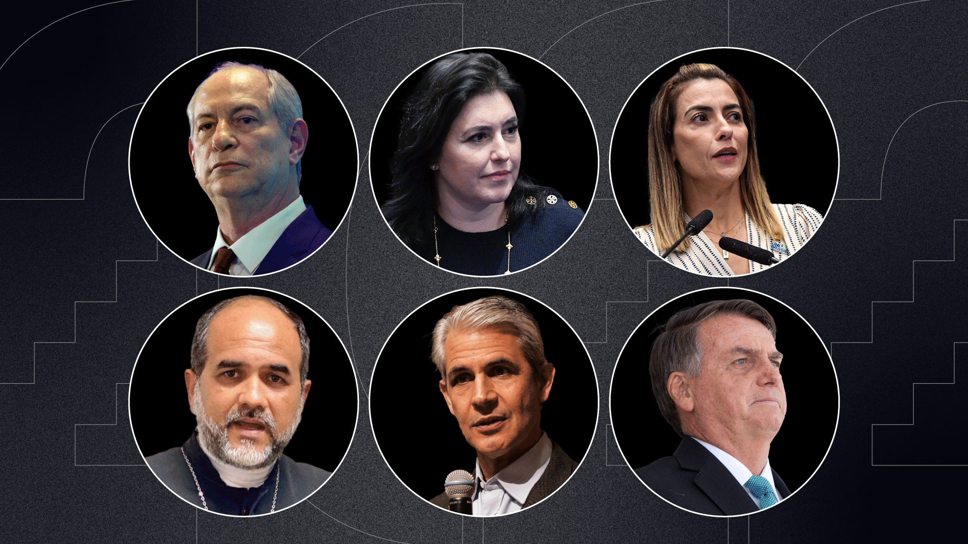 Candidatos que devem participar do debate: Ciro Gomes (PDT), Simone Tebet (MDB), Soraya Thronicke (União), Padre Kelmon (PTB), Felipe d&#8217;Avila (Novo) e Jair Bolsonaro (PL),