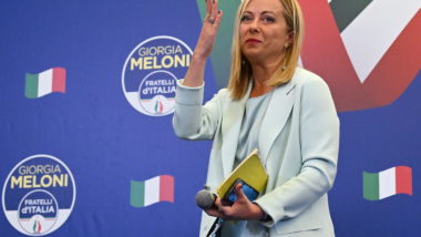 Giorgia Meloni na sede dos Irmãos da Itália (Fratelli d'Italia) em Roma, Itália, 25 de setembro de 2022.