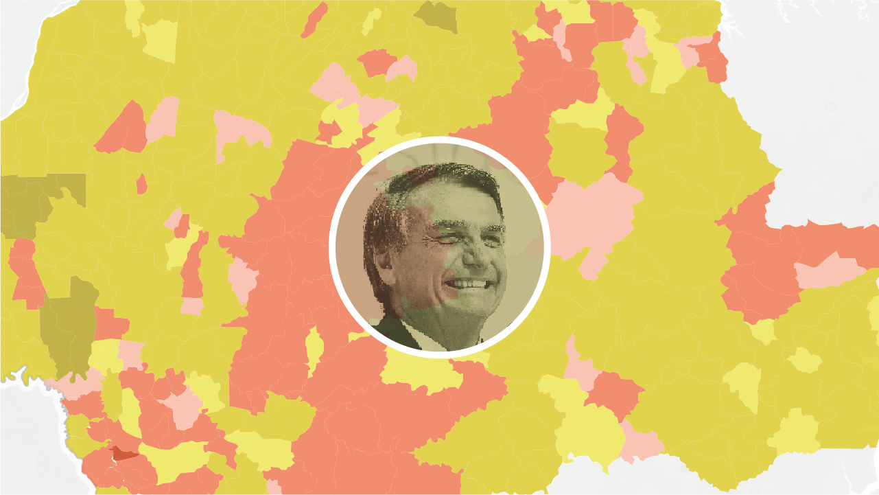No primeiro turno, Bolsonaro recebeu a maior quantidade de votos em 6 a cada 10 municípios do Paraná