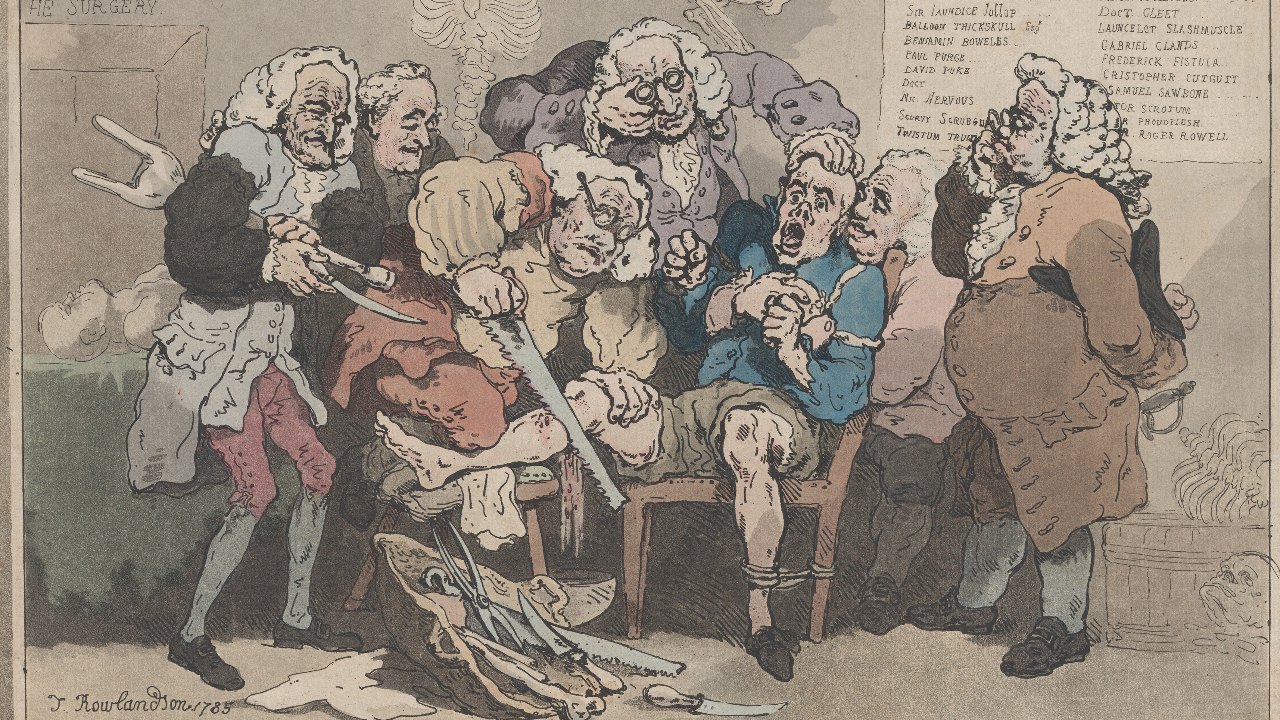"Amputação": ilustração do britânico Thomas Rowland, 1786