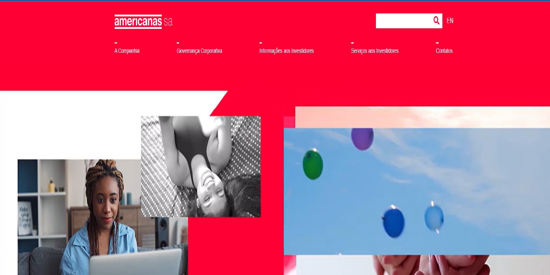 Site de relações com investidores da Americanas