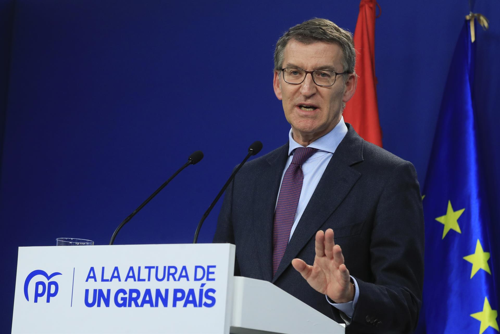 O líder do Partido Popular, Alberto Núñez Feijóo: principal opositor contra o atual governo espanhol