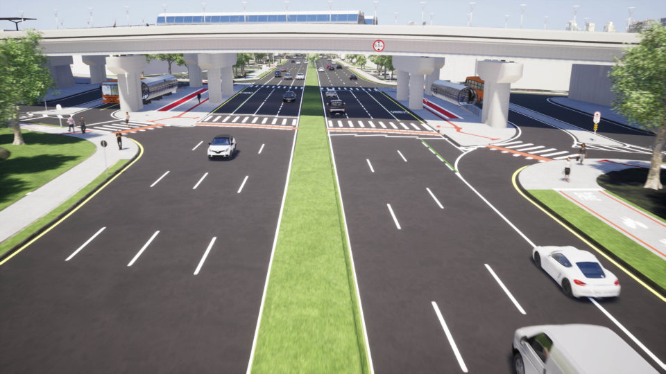 Projeto do novo Viaduto do Tarumã em execução.
