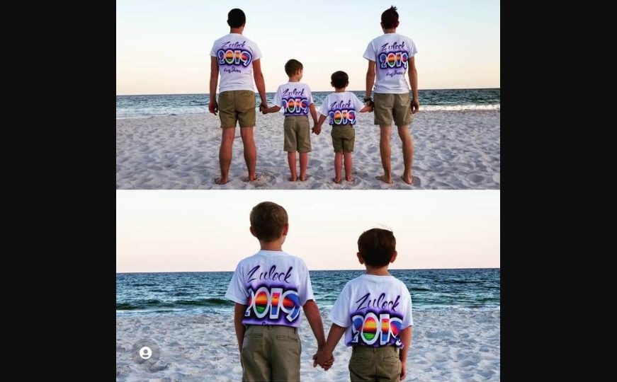 Imagem do casal com as duas crianças, na praia, postada no Instagram de um dos acusados