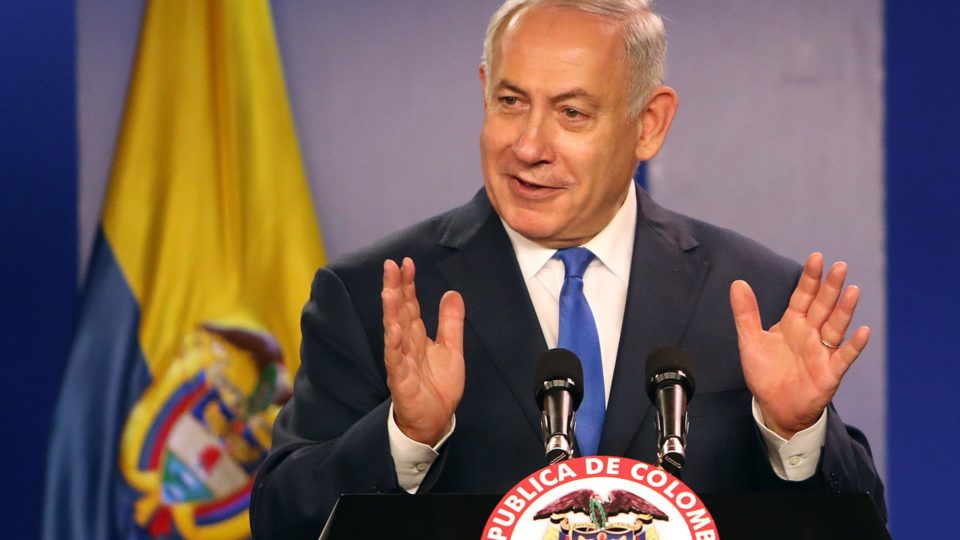 O primeiro-ministro de Israel, Benjamin Netanyahu, durante visita à Colômbia em 2017