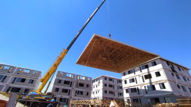 Prédio construído em estrutura de madeira