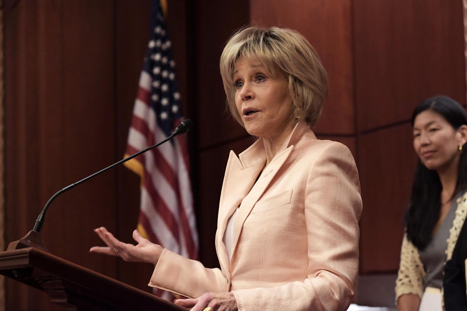 A atriz Jane Fonda, que milita em causas abortistas, nos EUA