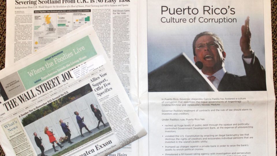 Primeira página do respeitado jornal americano Wall Street Journal