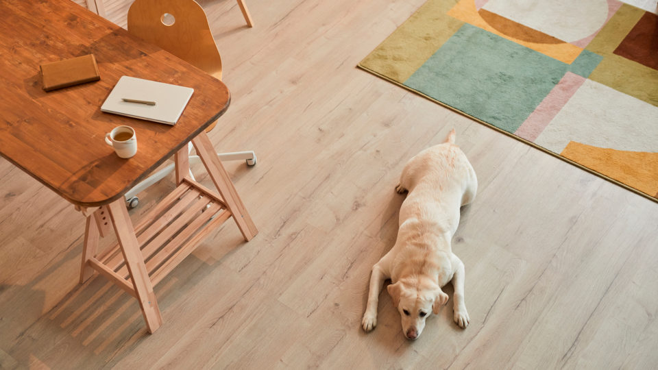 O piso vinílico é ideal para pets, pois ele não é escorregadio como o laminado