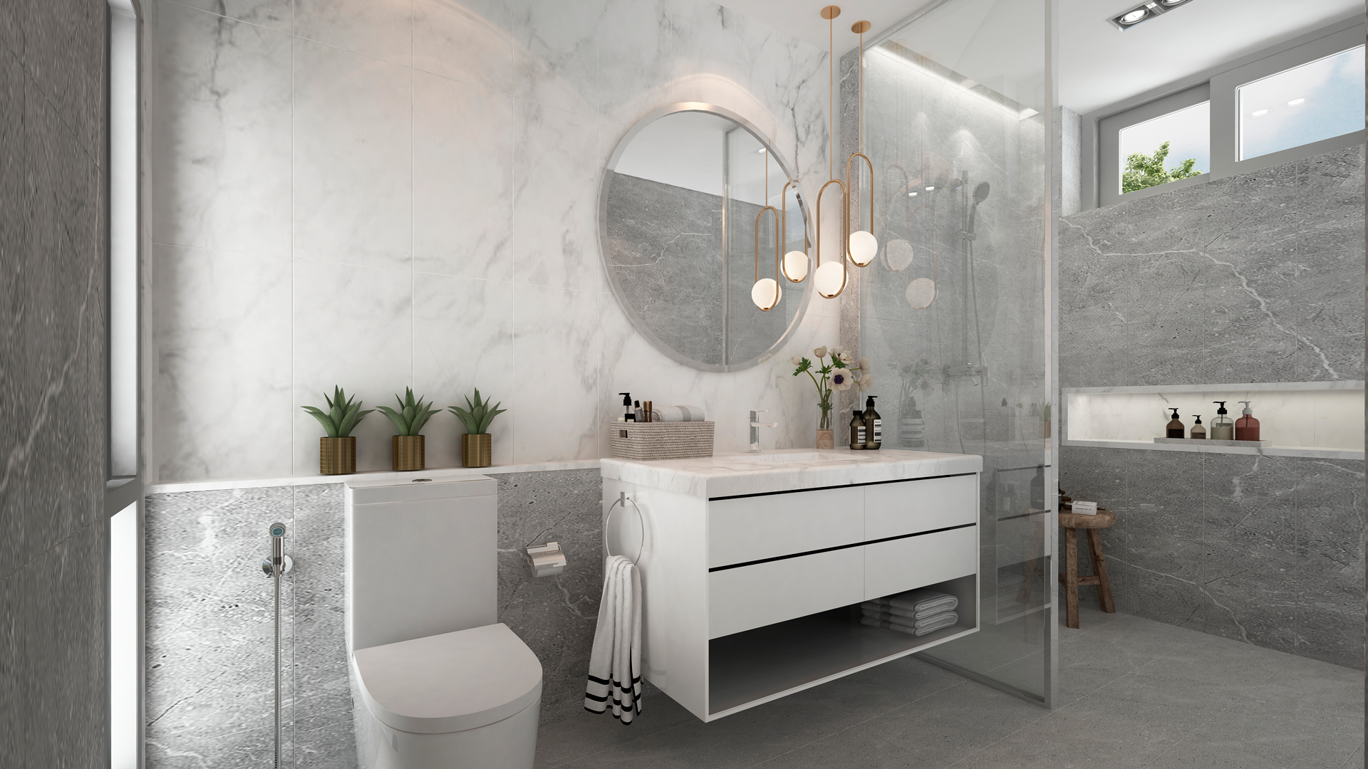 A ducha higiênica é instalada ao lado do vaso sanitário para facilitar a higiene íntima