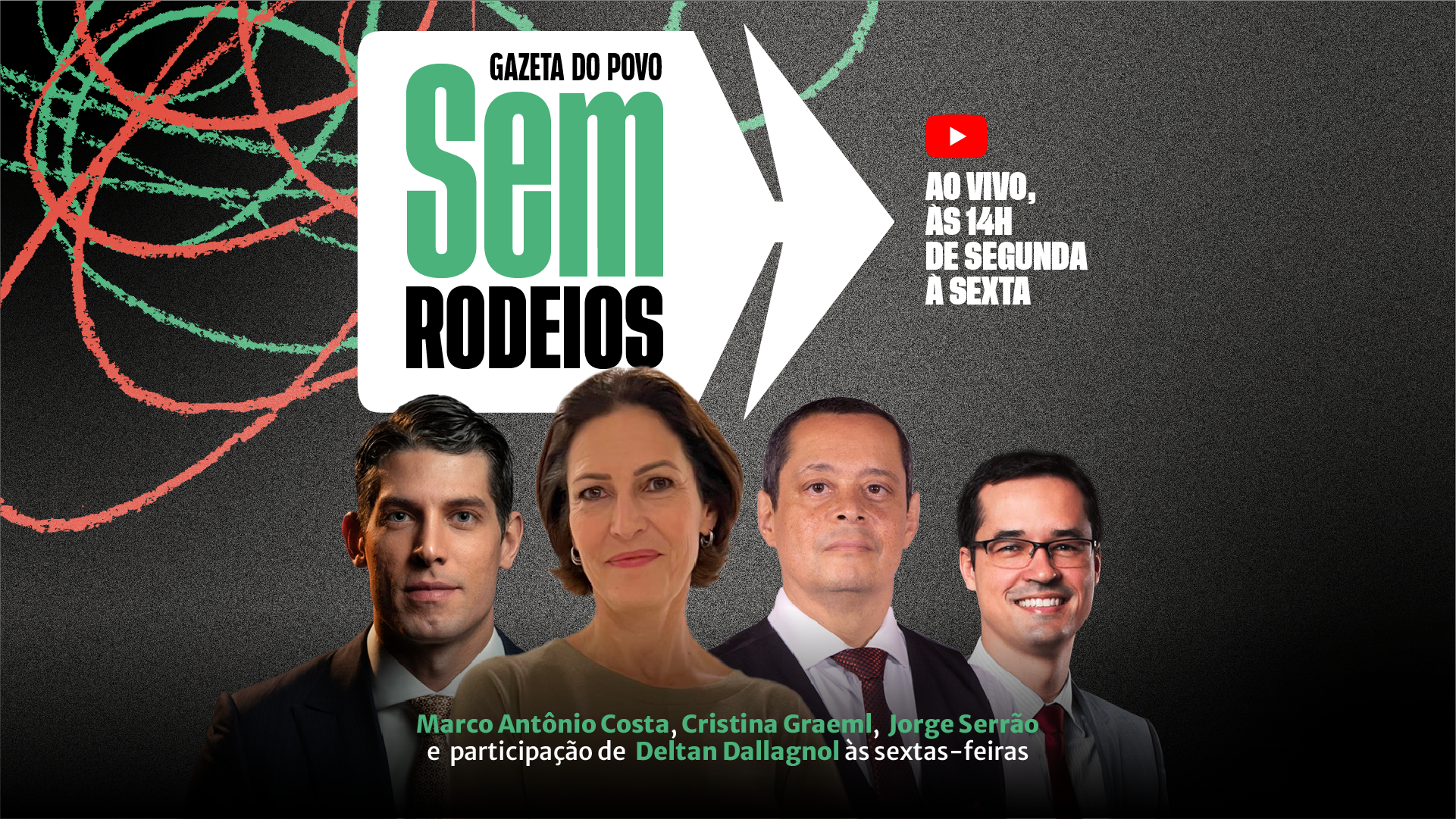 Cristina Graeml, Jorge Serrão e Deltan Dallagnol comentam os principais assuntos do dia, ao vivo.