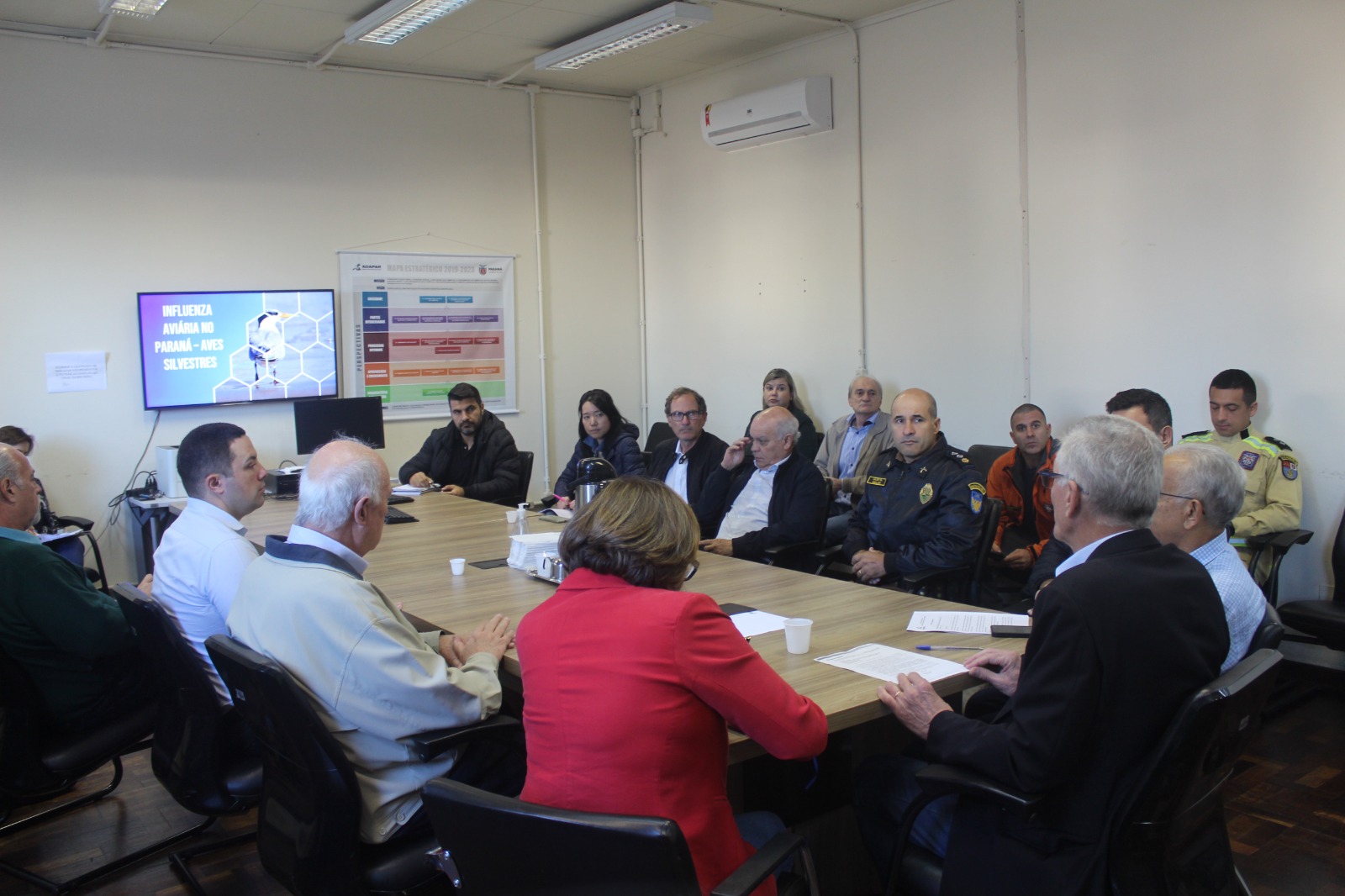 No Paraná, reunião tratou da intensificação das ações de combate e controle da gripe aviária. Setor produtivo teme avanço da doença para planteis comerciais.