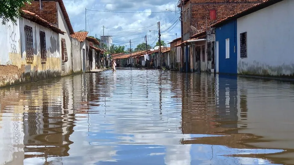 Enchente em Bacabal, no Maranhão, no mês de abril