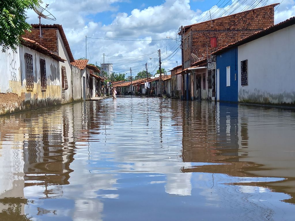 Enchente em Bacabal, no Maranhão, no mês de abril