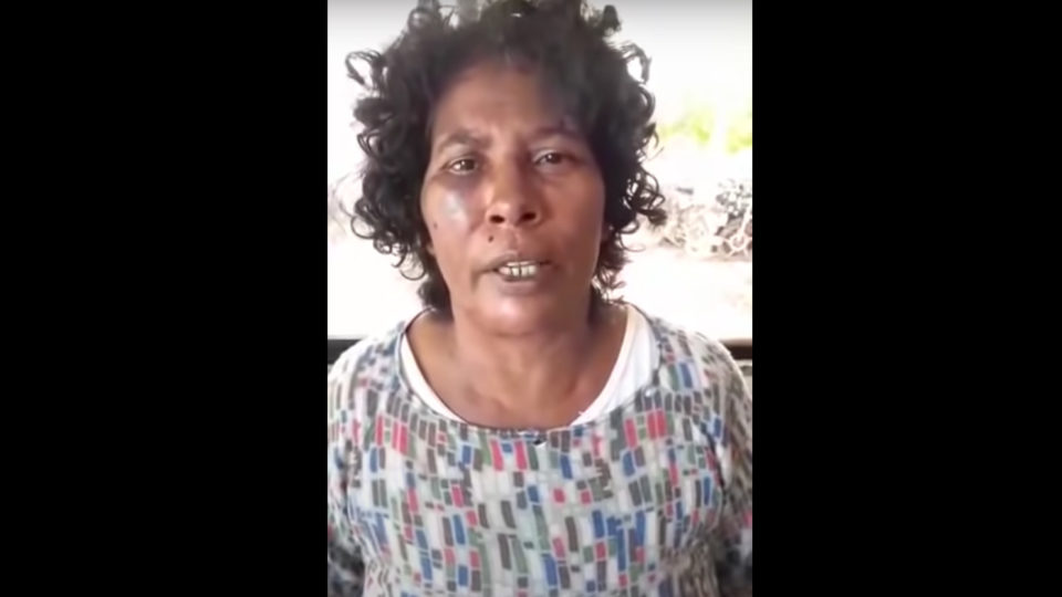 Vanuza, uma das agricultoras agredidas, em vídeo gravado na manhã seguinte aos ataques, ainda com hematomas no rosto e ferimentos nos lábios