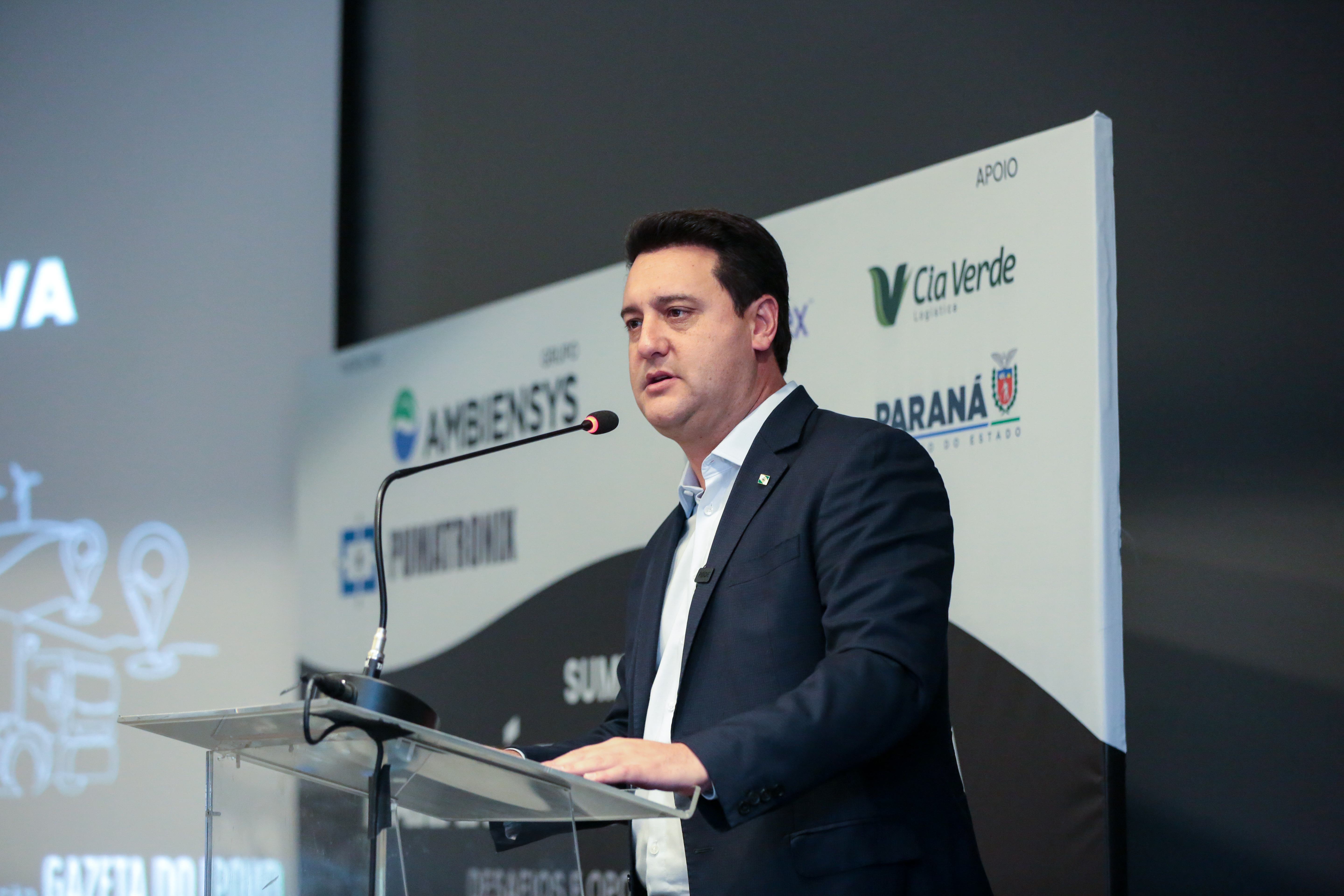 O Paraná como celeiro alimentar do mundo e central logística da América do Sul foram destaques do governador Ratinho Junior em evento promovido pela Gazeta do Povo