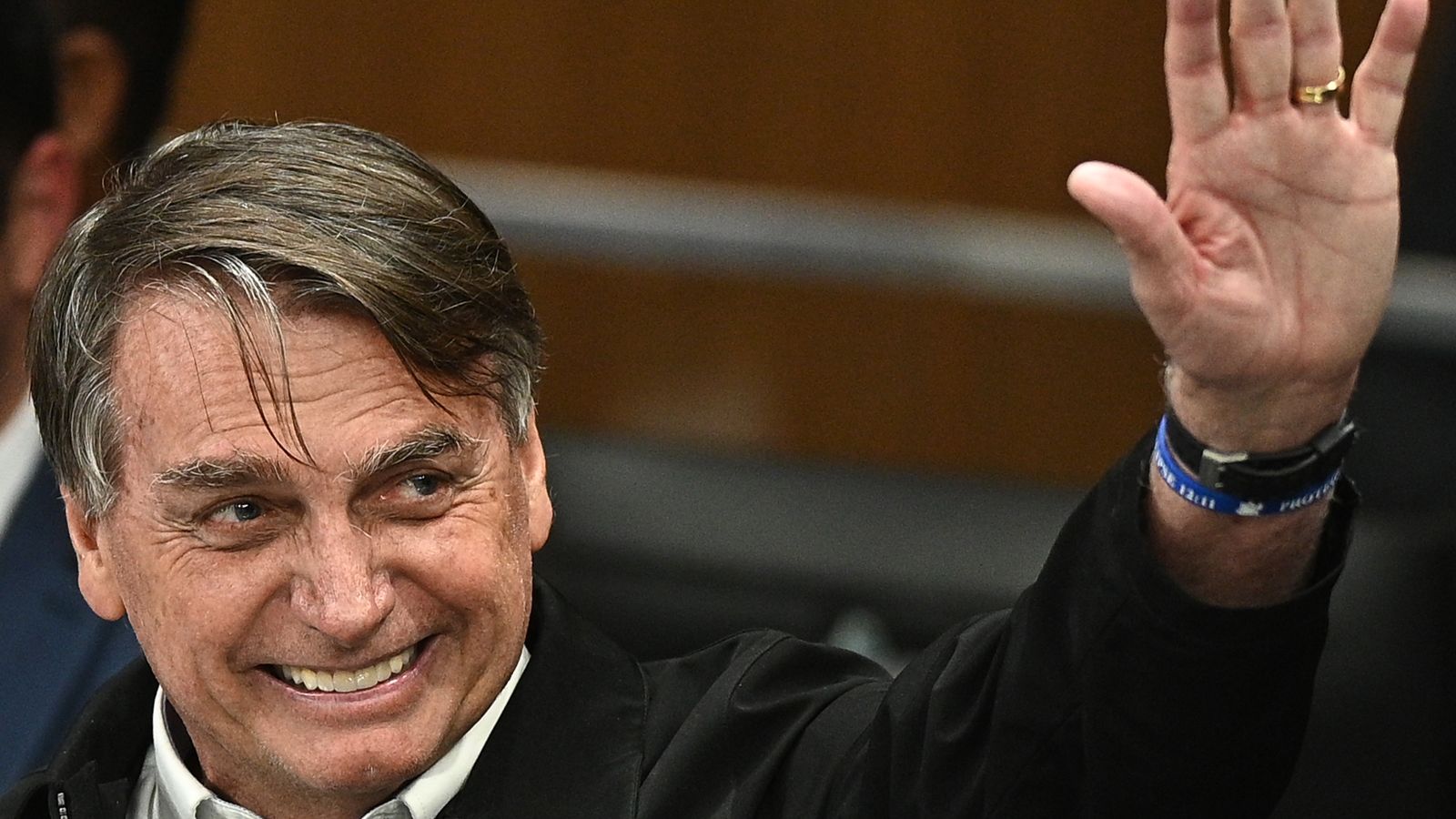 O ex-presidente Jair Bolsonaro durante evento em Goiânia, em 18 de agosto.