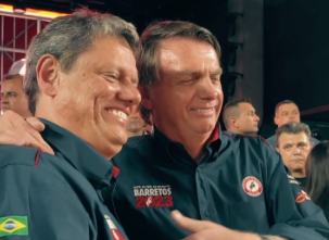 Acompanhado do governador Tarcísio de Freitas, Bolsonaro voltou a criticar a reforma tributária.