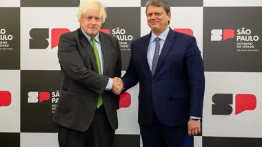 Tarcísio de Freitas recebe o ex-primeiro ministro do Reino Unido, Boris Johnson, no Palácio dos Bandeirantes em São Paulo.