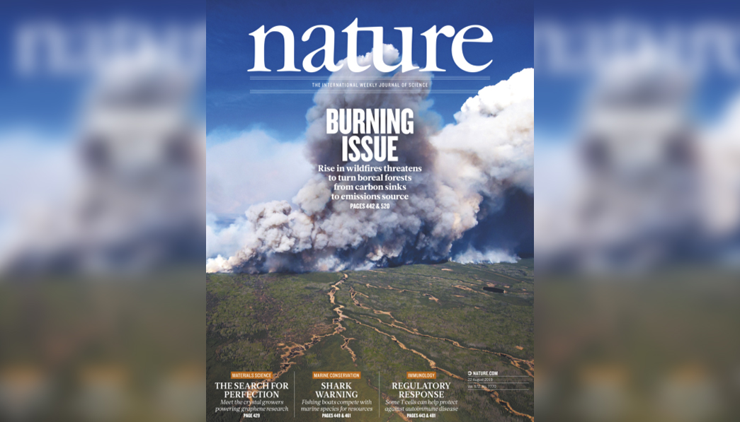 Capa de 22 de agosto de 2019 da revista Nature destacou as queimadas e seu papel no aquecimento global. Patrick T. Brown, cientista autor de artigo de 2023 na revista, diz que para publicar nela é preciso enfatizar alarmismo climático.